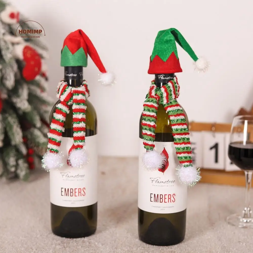 

3Sets Nordic Style Christmas Wine Bottle Cover Exquisite Simple Red Wine Bottle Cover Mini Scarf Champagne Bottle Decoration