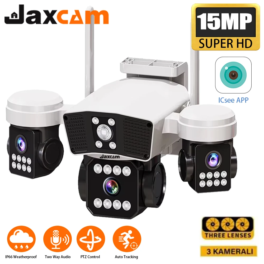 

Three Lens PTZ IP Camera Outdoor 15MP HD Three Screen WiFi Security Camera Auto Tracking Triple Screens Wireless CCTV Camera