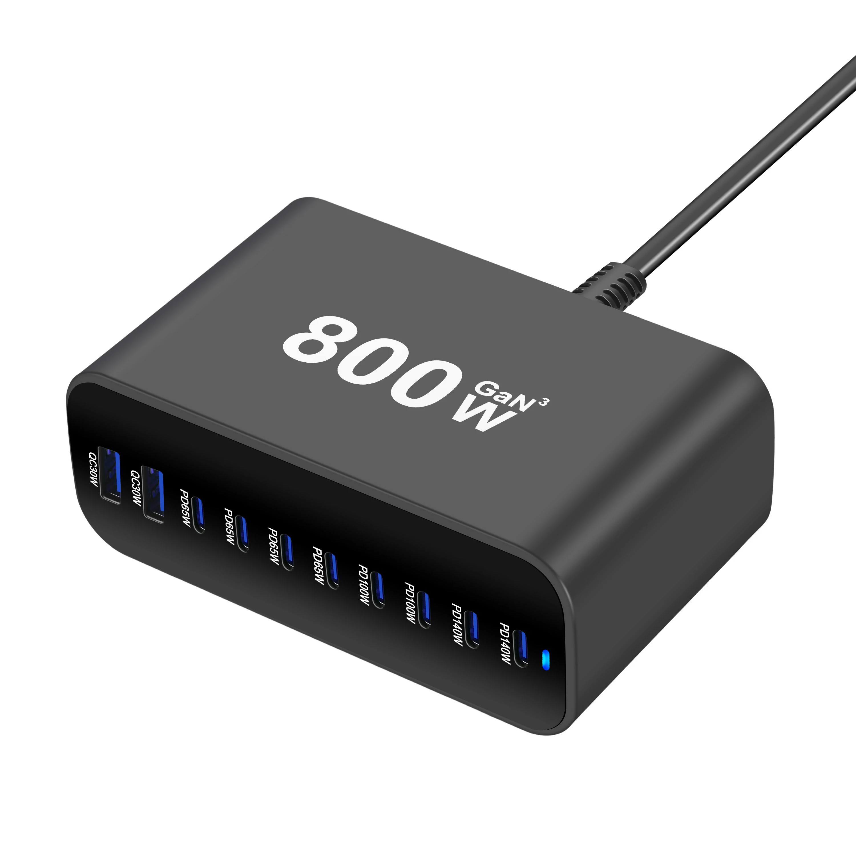 

﻿ Зарядное устройство GaN 800 Вт/765 Вт/730 Вт/695 Вт USB C Быстрое настольное 10-портовое зарядное устройство USB Type C PD3.1 Быстрая зарядка для iPhone 16 15 14 Samsung