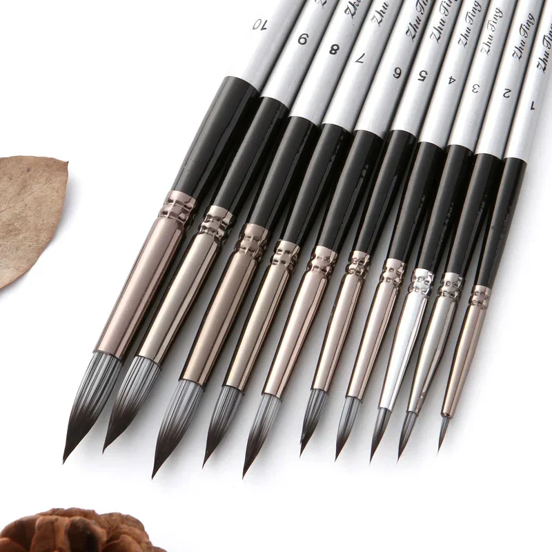 10 Artista Pennelli per pittura ad acquerello Pennello Olio acrilico Piatto e punta Kit di pittura Pennello Penna Brochas Penna da disegno