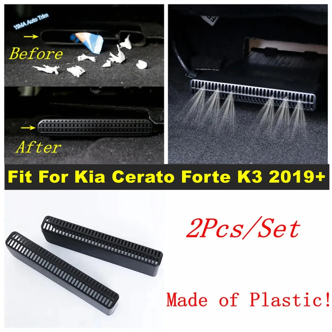 

Car Rear Seat Under Floor Air AC Duct Vent Outlet Protective Dust Cover Plastic Accessories For Kia Cerato Forte K3 2019 - 2024