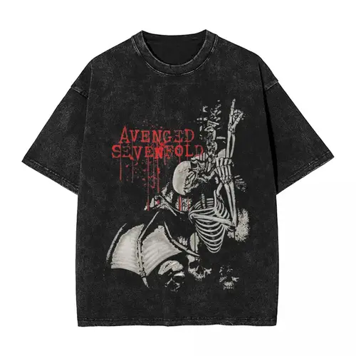 Imagen 1 del producto Avenged-camisetas Sevenfold para hombre y mujer, Camisa de algodón 100% lavado, de gran tamaño, Vintage, ropa de calle estampada