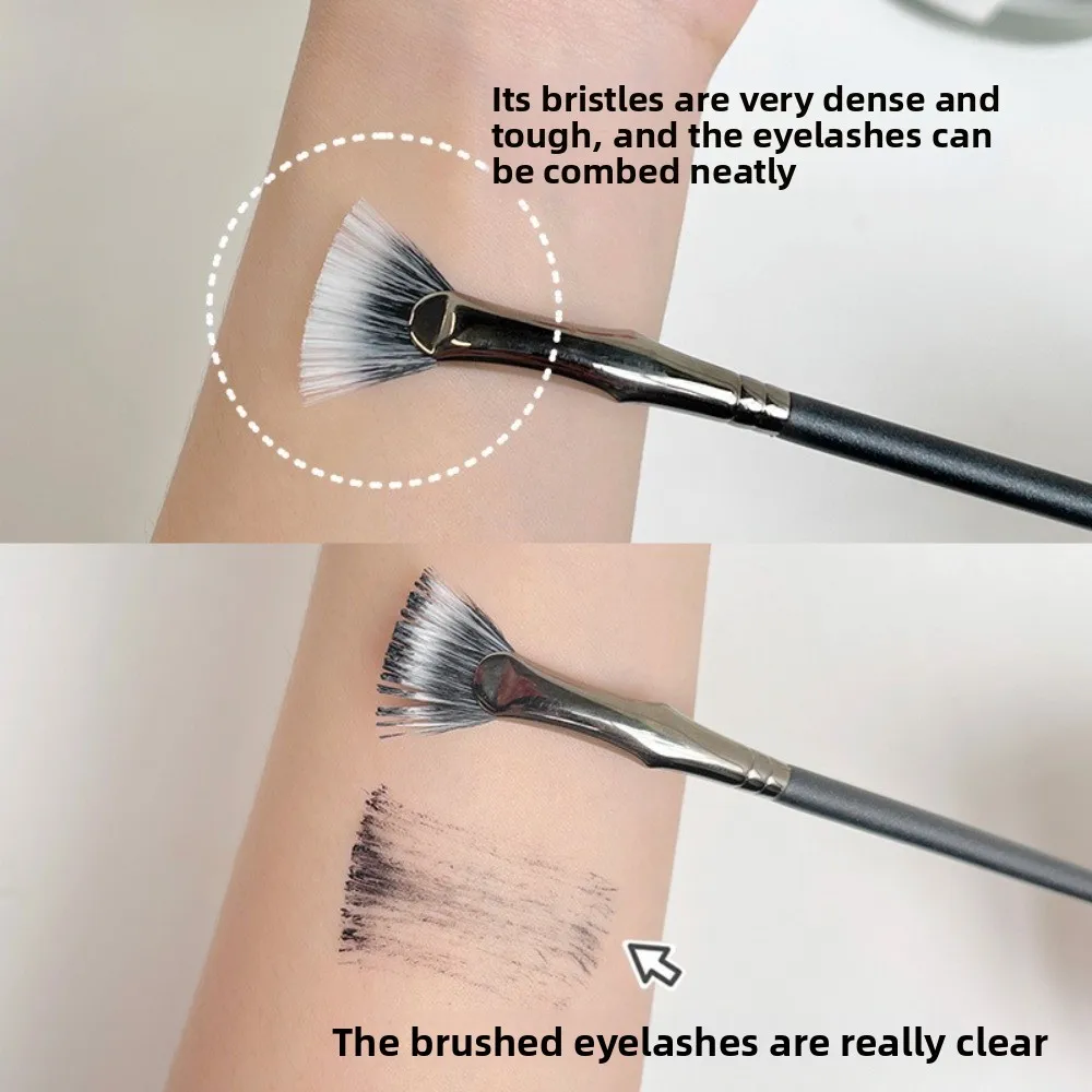 Schuin 120 °   Opvouwbare hoek geschulpte wimperborstel Natuurlijk effect Zachte haren Mascara Fan Brush Professioneel wimperscheiderhulpmiddel