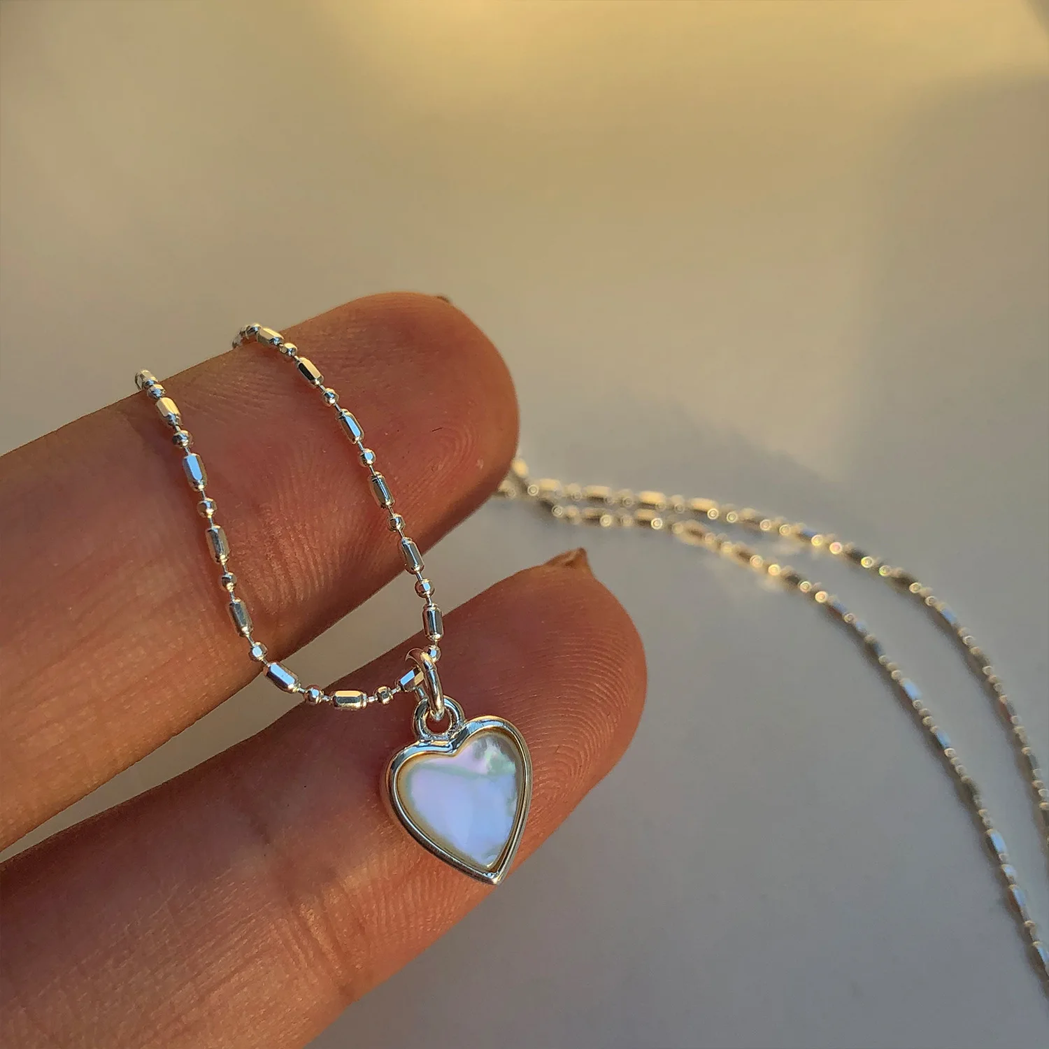 45CM Length 925 Sterling Silver Neck Chain Heart Pendants Female Necklaces Women Jewelry Exquisite Elegant Charms Accessories