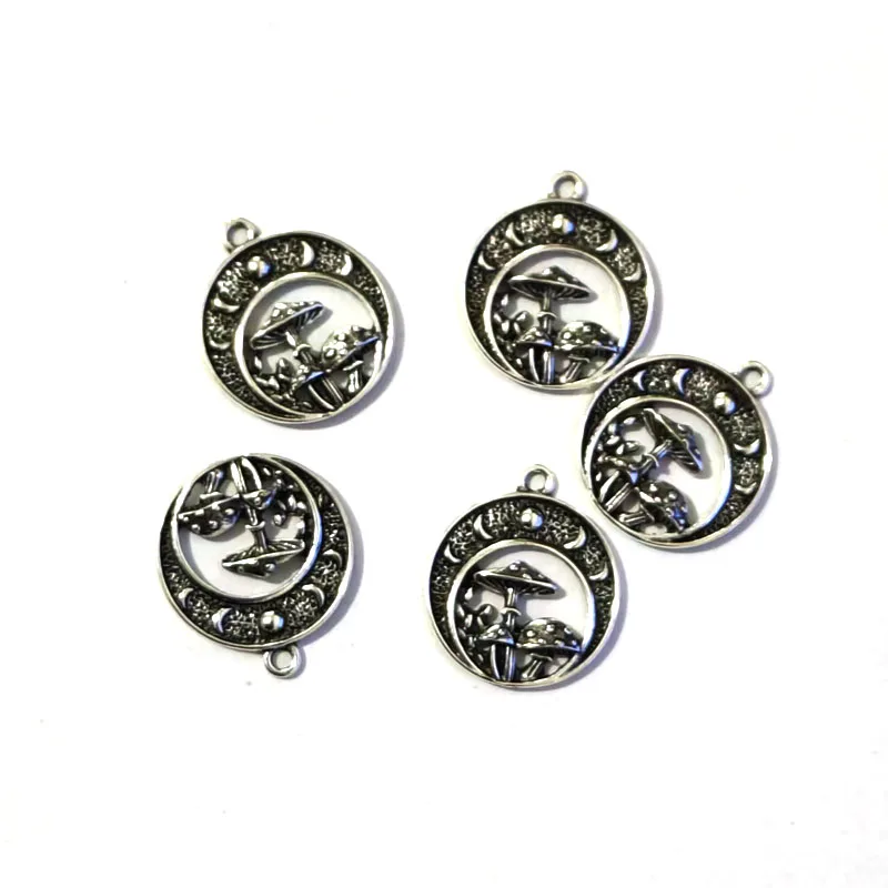 5psc Lunar Eclipse Moon Mushroom Charm Making Jewelry Findings for DIY Earring Necklace