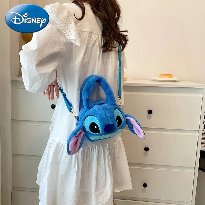 Disney New Lilo & Stitch Plush Toys Kawaii Plush Messenger Bag Girl Handbag Anime Stuffed Toys Children Cartoon Plushie Soft Bag