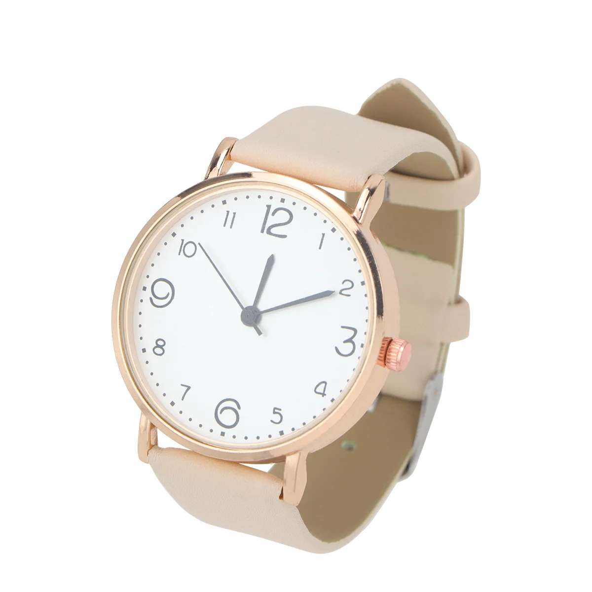 

Fashion Women Watch Beige High Quality PU Strap Smooth Finish Accurate Quartz Movement Versatile Daily Wear Lady