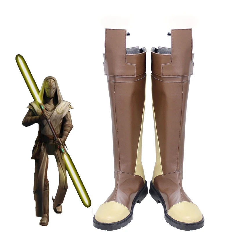 Star Cosplay Wars Jedi Shoes Sepatu Pelindung Kuil Coklat Halloween Prop Boots