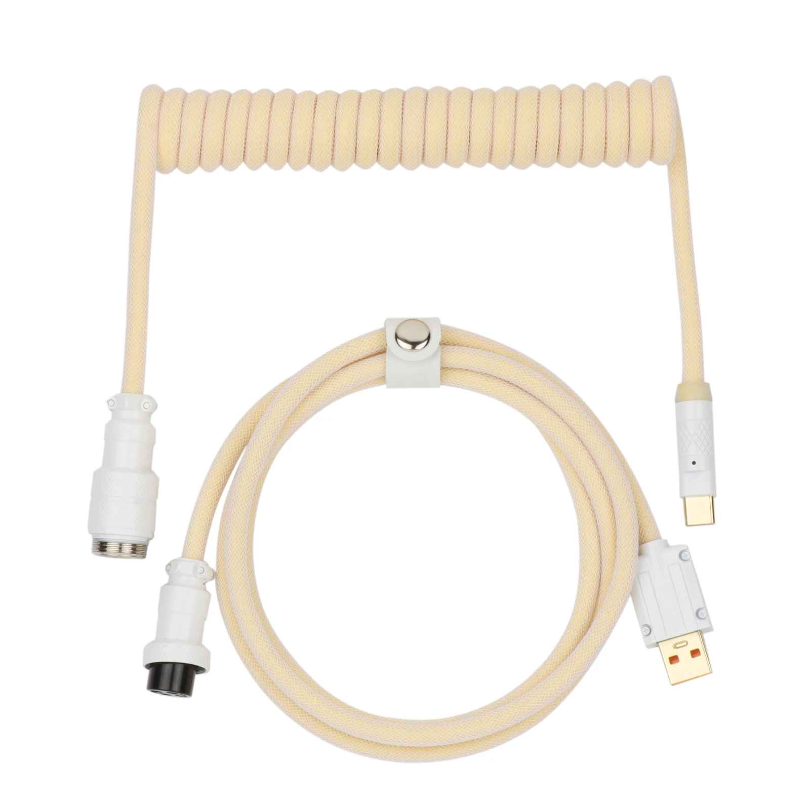 Custom EPOMAKER Mix Pro Coiled Cable 1.5m Double Sleeved for Mechanical Keyboard with Detachable 4 Pin Aviator Connector Gift
