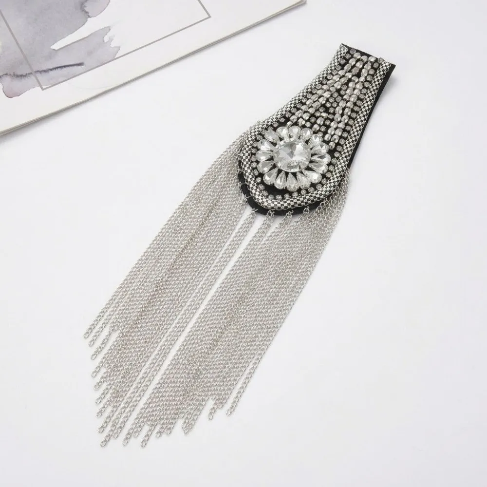 Classical Epaulet Tassel Chain Shoulder Board Brooch Punk Fringe Shoulder Mark Badge Alloy Star Shoulder Flash Suit
