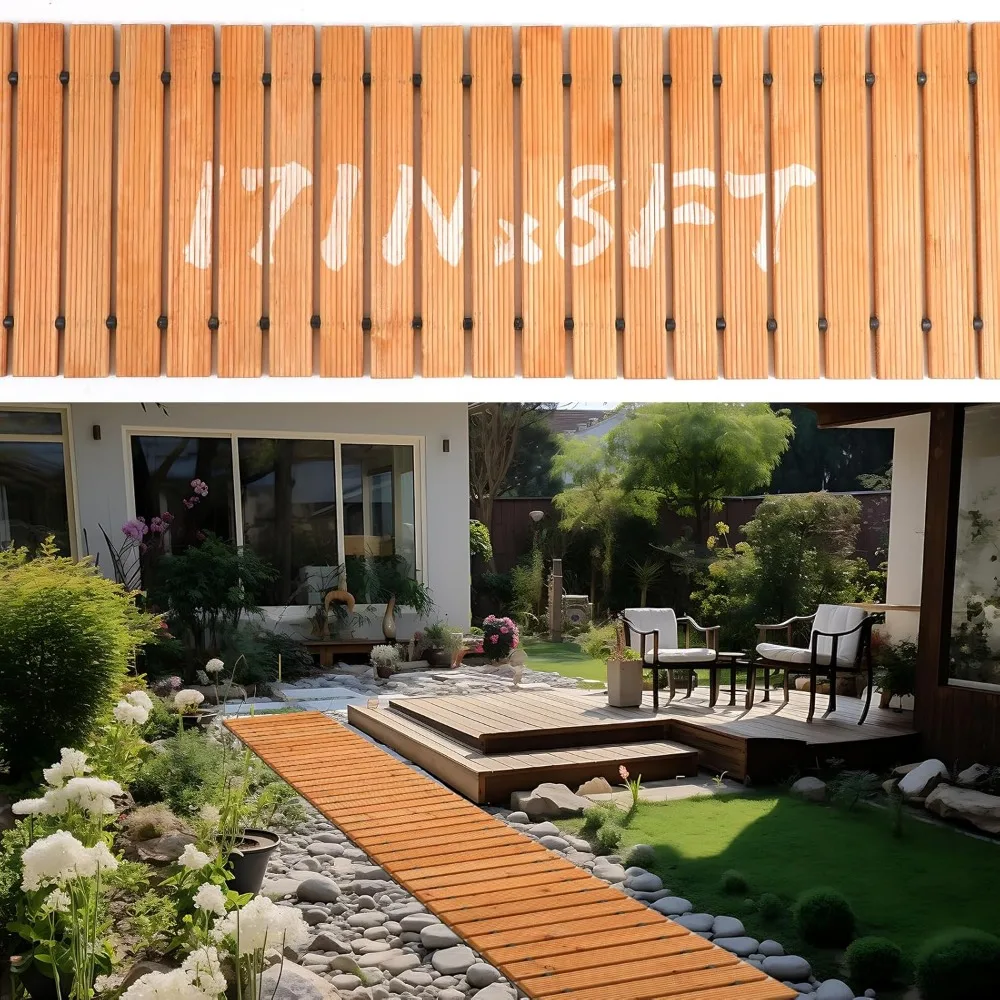 

Tatuo 1 Pack 8 FT Wooden Garden Pathway Roll Out Straight Walkway Outdoor Path Wood Flooring Boardwalk Pavers for Garden Backyar