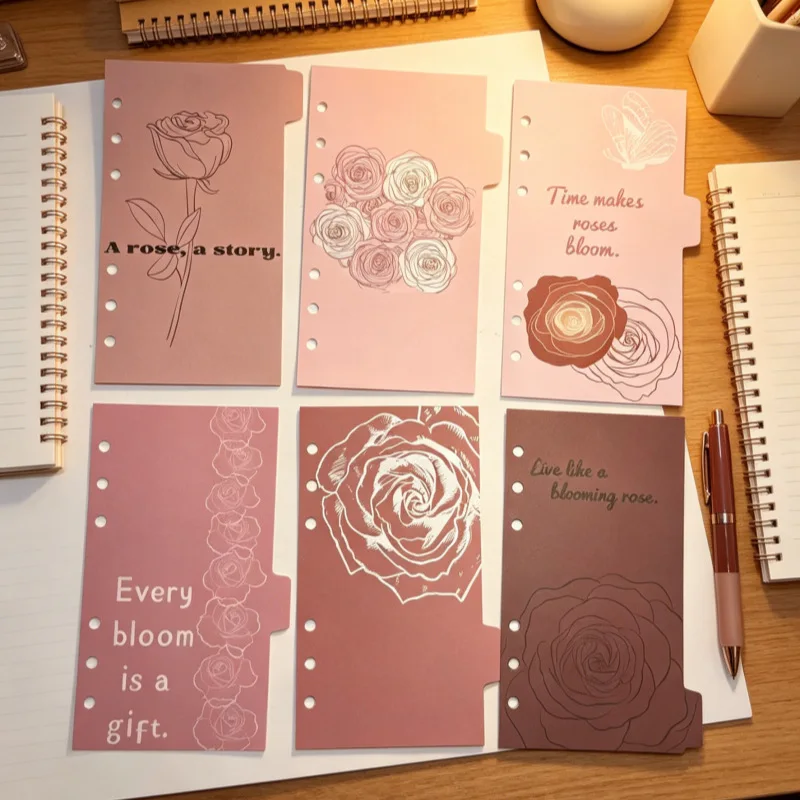 A6 Loose Leaf Rose Index Partition Inner Core For Binder Planner Notebook Stationery Notebook Paper Divider Accessories