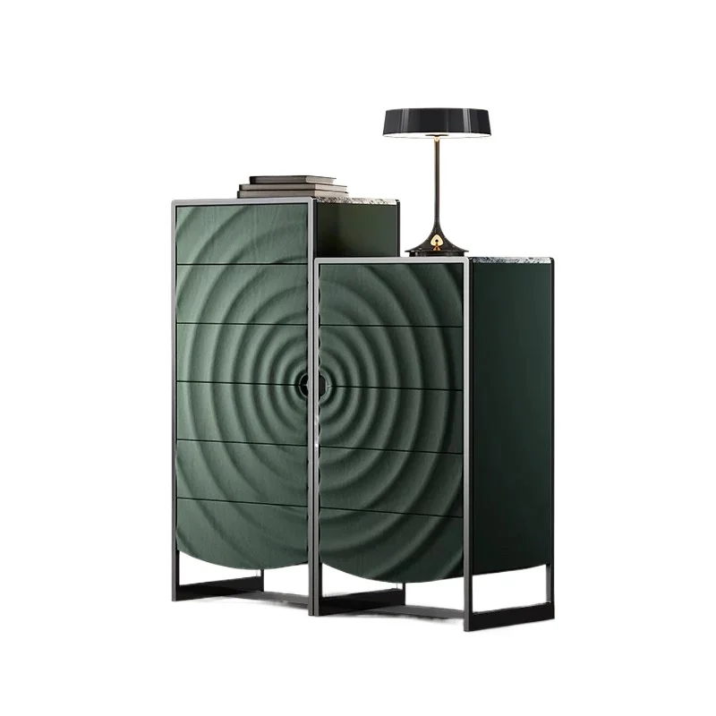 

light luxury solid wood, module combination dark green cabinet, living room and bedroom storage cabinet