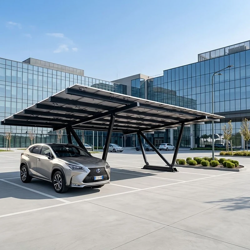 Aluminum Double Solar Carport Mounting System 2KW PV Parking Structure Wind Resistant Outdoor Energy Shelter Frame Kit