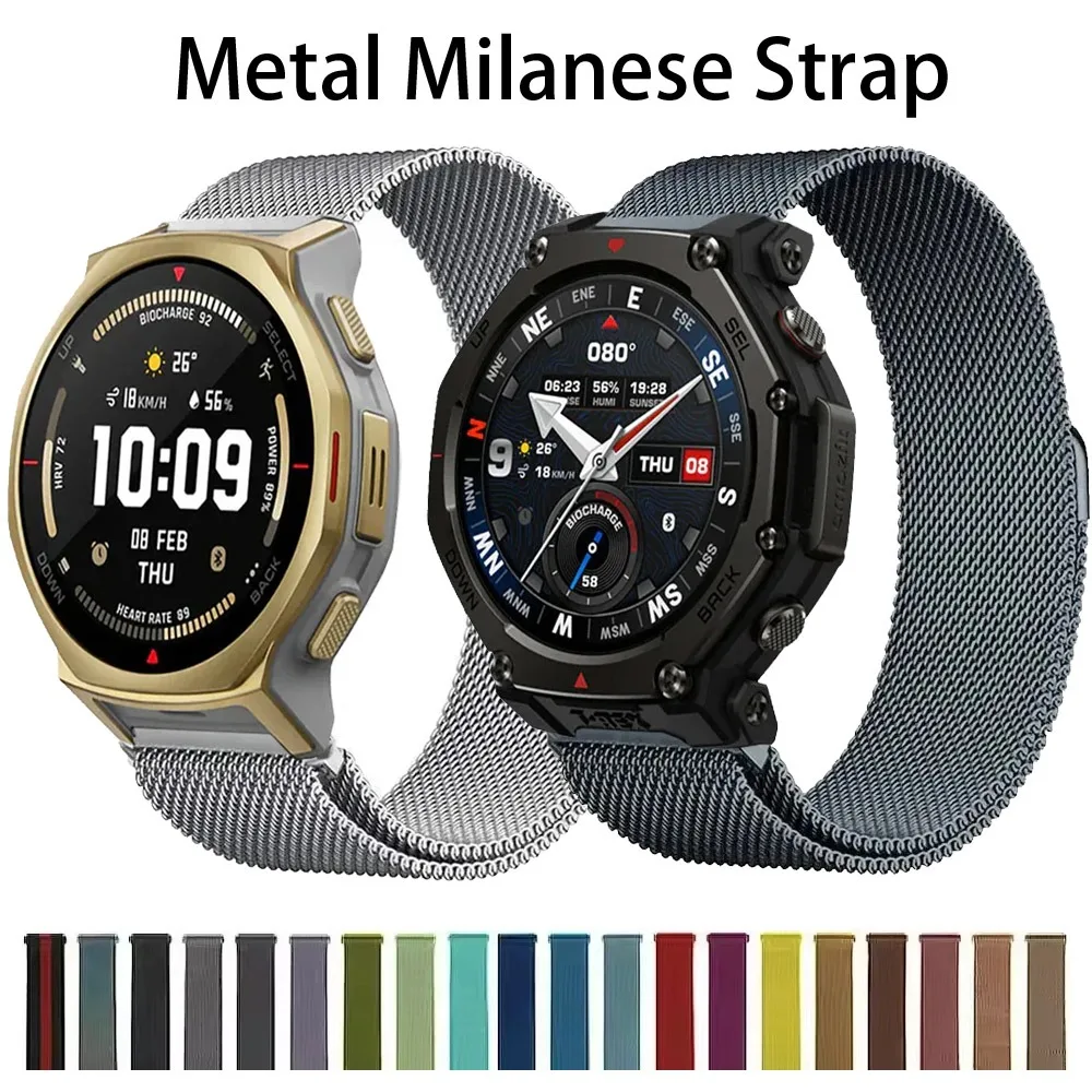22/20mm Metall-Milanese-Armband für Amazfit TRex3 Pro 44-48mm/Balance 2/Helio Edelstahl Magnetisch für Amazfit Active 2 Square