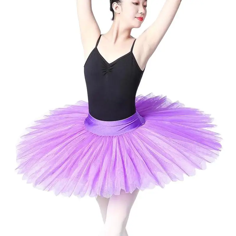 Professional Ballet Tutus Skirs For Adult Child Stiff Mesh Pancake Tutu Belly Dance Girls Practice Kids White Swan Lake Costumes