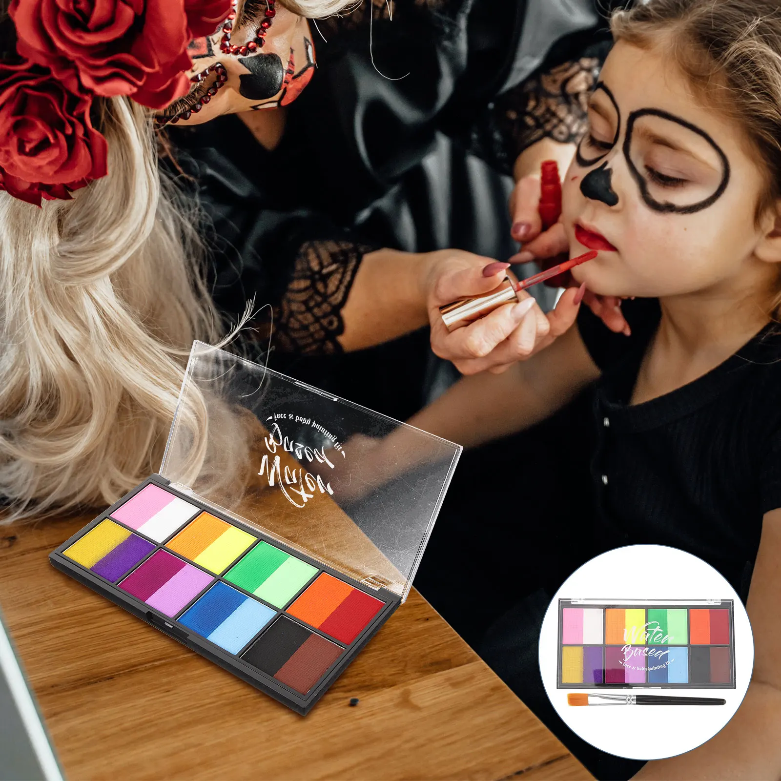 

8 color Water soluble Face Paint Pigment Festival Makeup Child Includes Brush Halloween Football Game Decor Supplies