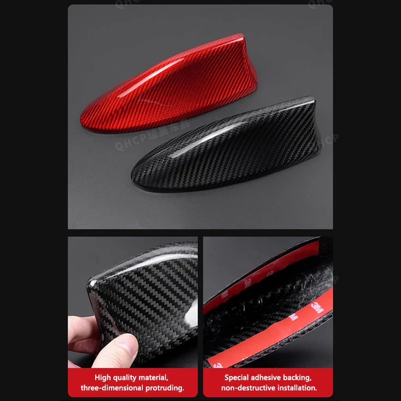 

QHCP Car Shark Fin Antenna Decorative Cover Real Carbon Fiber Top Roof Antenna Trim Fit For Subaru WRX 2025 Exterior Accessories