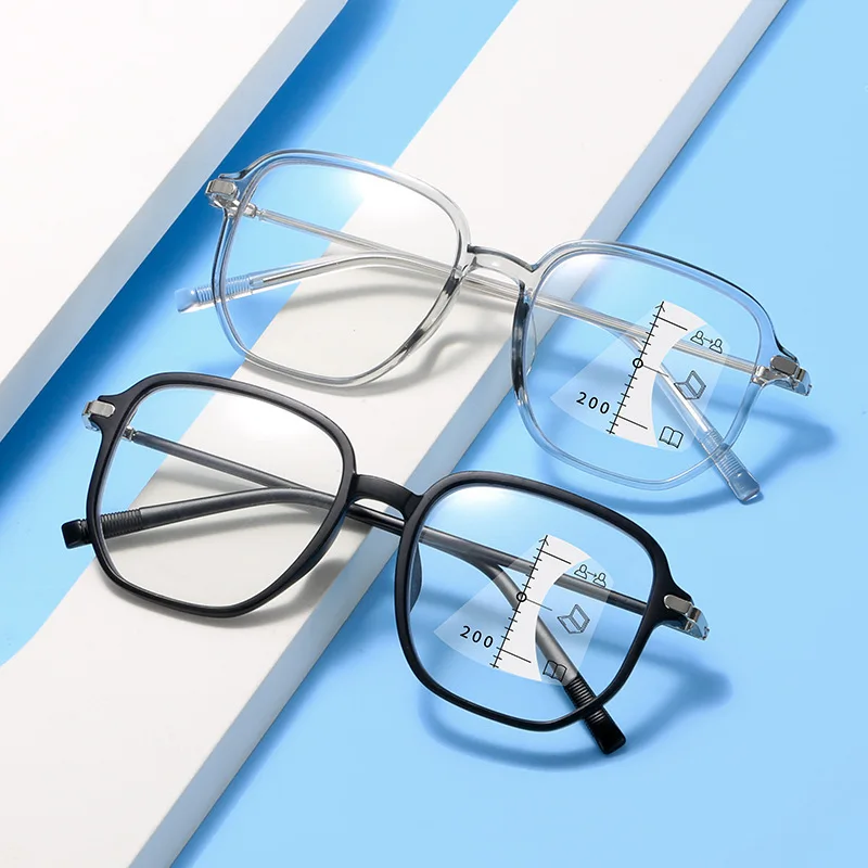 Retro Progressive Multi-Focus Reading Glasses for Men Women Anti-blue Light Finished Near Far Presbyopia Eyeglasses Diopter