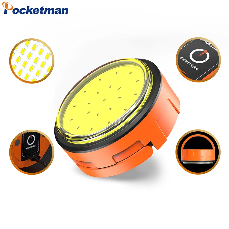 Powerful Mini Portable Magnetic Work Light Small Flashlight LED Camping Lights Emergency Lantern Rechargeable Torch