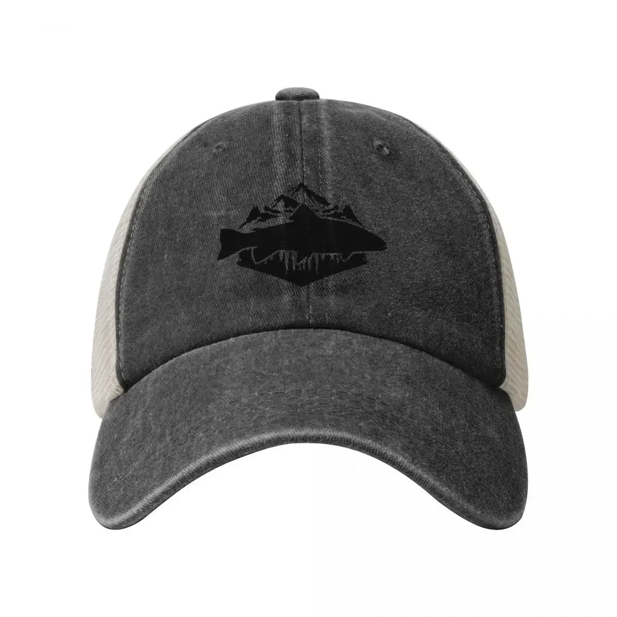 Mountain Trout Cowboy Mesh Baseball Cap Summer Outdoor Snap Back Hat Ball Caps Women's Hats For The Sun Men's