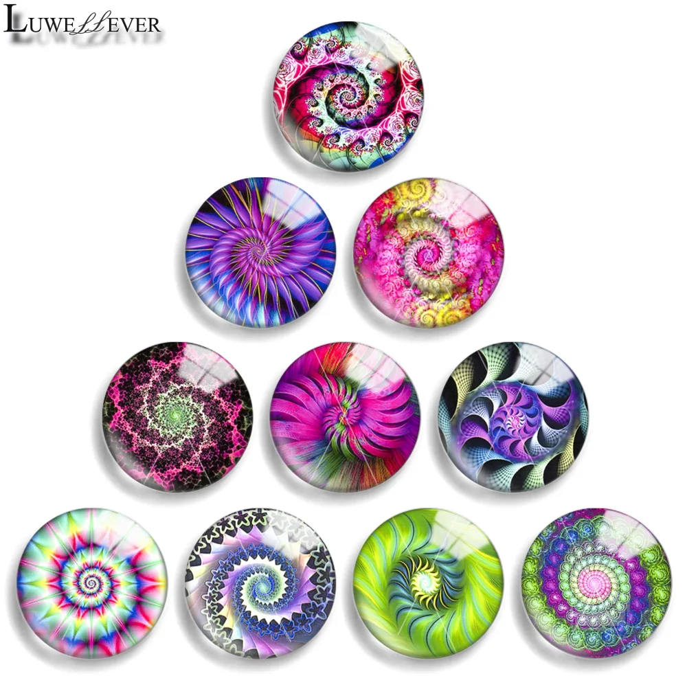 12mm 10mm 20mm 25mm 30mm 40mm 851 Rotating Pattern Mix Round Glass Cabochon Jewelry Finding 18mm Snap Button Charm Bracelet