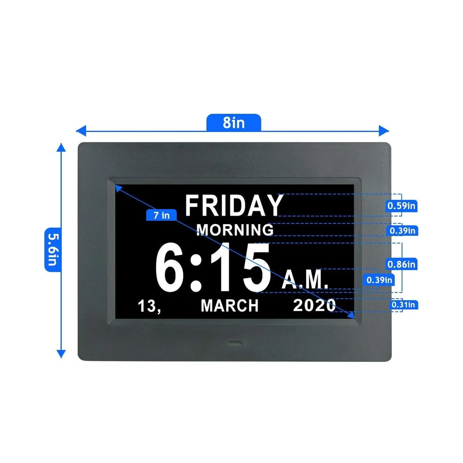 7 Inch Big Digital Alarm Clock Calendar Datetime for Memory Loss Dementia Elderly Reminder Smart Brightness,Modern Home Decor