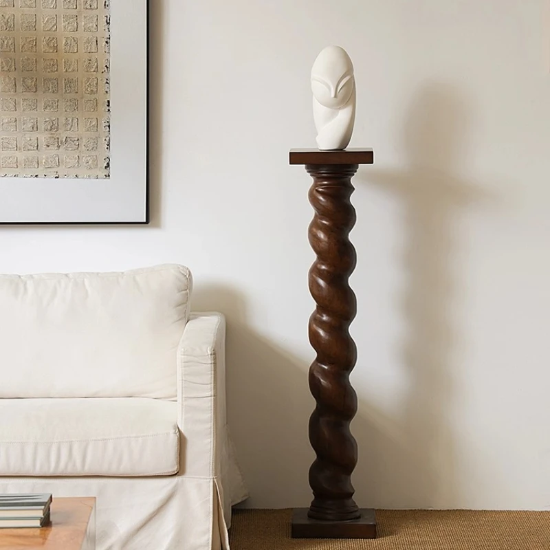 العمود الروماني في العصور الوسطى قاعدة خشبية صلبة حلزونية فرنسية مدخل غرفة المعيشة تمثال فني زخرفة أرضية #1