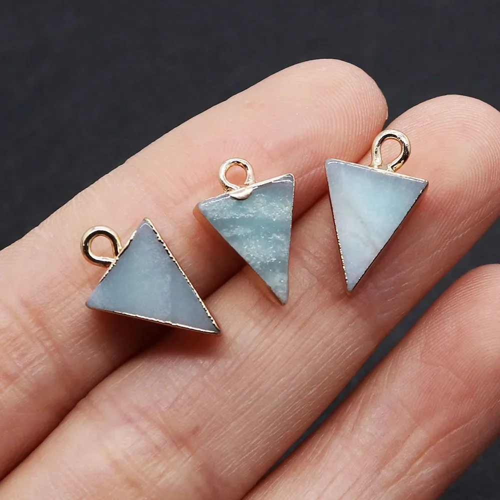 Natural Stone Pendant 10x16mm Triangular Shape Powder Crystal Single-hole Pendant DIY Necklace Accessories