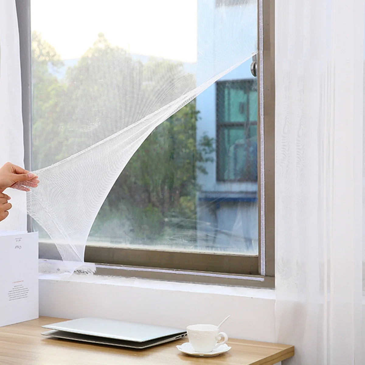 

130X150Cm Self-Adhesive Window Screen Mesh Gauze Cover Strong Sticky Tape Fine Hole Mosquito Home Office Easy Open