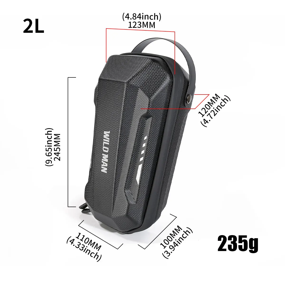 WILD MAN GD9X Bicycle MTB Electric Scooter EVA Hardshell Quick-release Pack, Handlebar Bag, Folding E-Bike Headbar Mount Bag