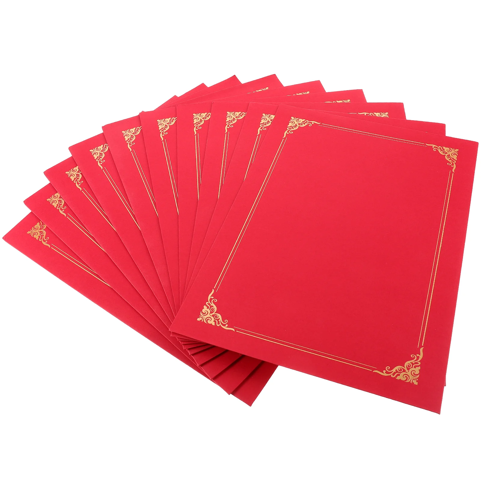 

10 Pcs Certificate Paper of Honor Protector Bronzing Diploma Cover Report Red Award Holders