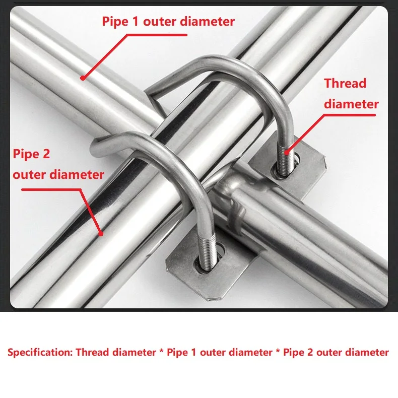 M6 M8 304 Stainless Steel Double U-Shaped Bolt Cross Pipe Clamp Special-shaped Hoop Greenhouse Pig Breeding And Animal Husbandry