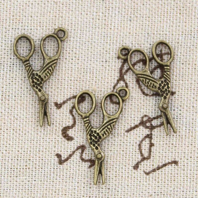 20pcs Charms Sewings Scissors 28x15mm Antique Bronze Silver Color Pendants Making DIY Handmade Tibetan Bronze Jewelry