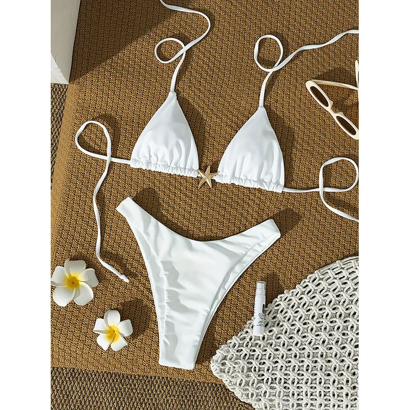 

New solid color three-piece bikini swimsuit for womenbikiniIndependent website for beach swimwear