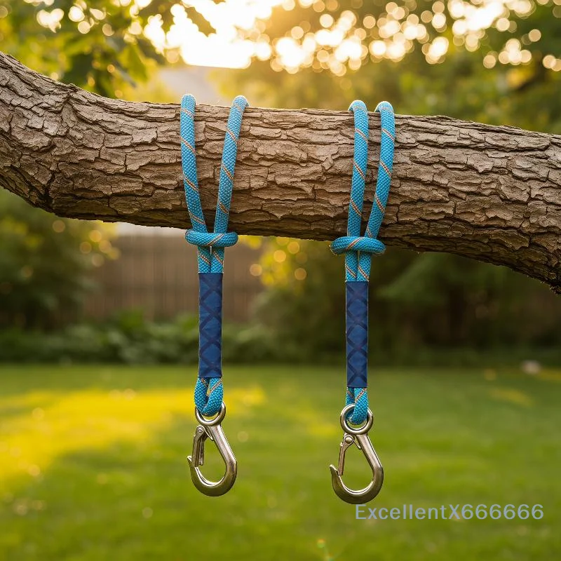 Heavy Duty Nylon Sling With Metal Hook- Wear-resistant- Suitable For Outdoor Hammocks, Tree Swings