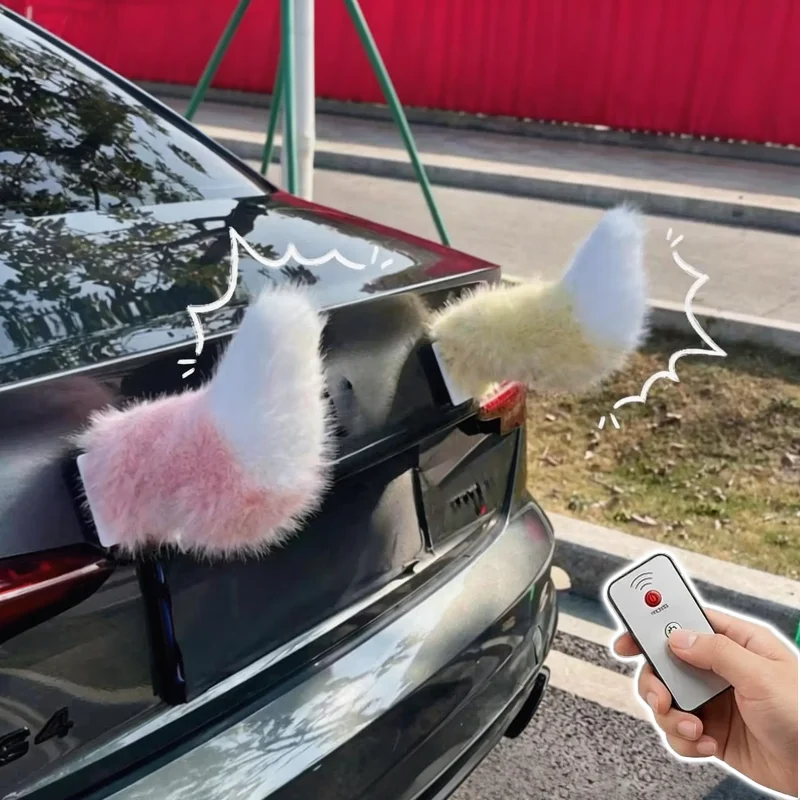 Electric Wagging Tail Plush Remote Controlled Shake for Car Motorcycle Decor Funny Fox Tail Ornament Rechargeable Auto Accessory