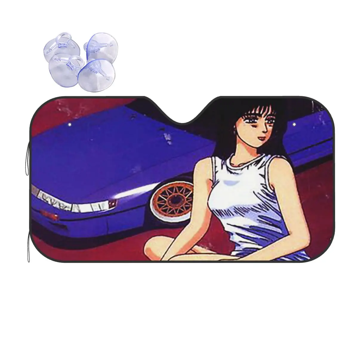 

Initial D Mako Super Eurobeat Anim Sunshade Windscreen Car Front Windshield Window Sun Visor Accessories Covers
