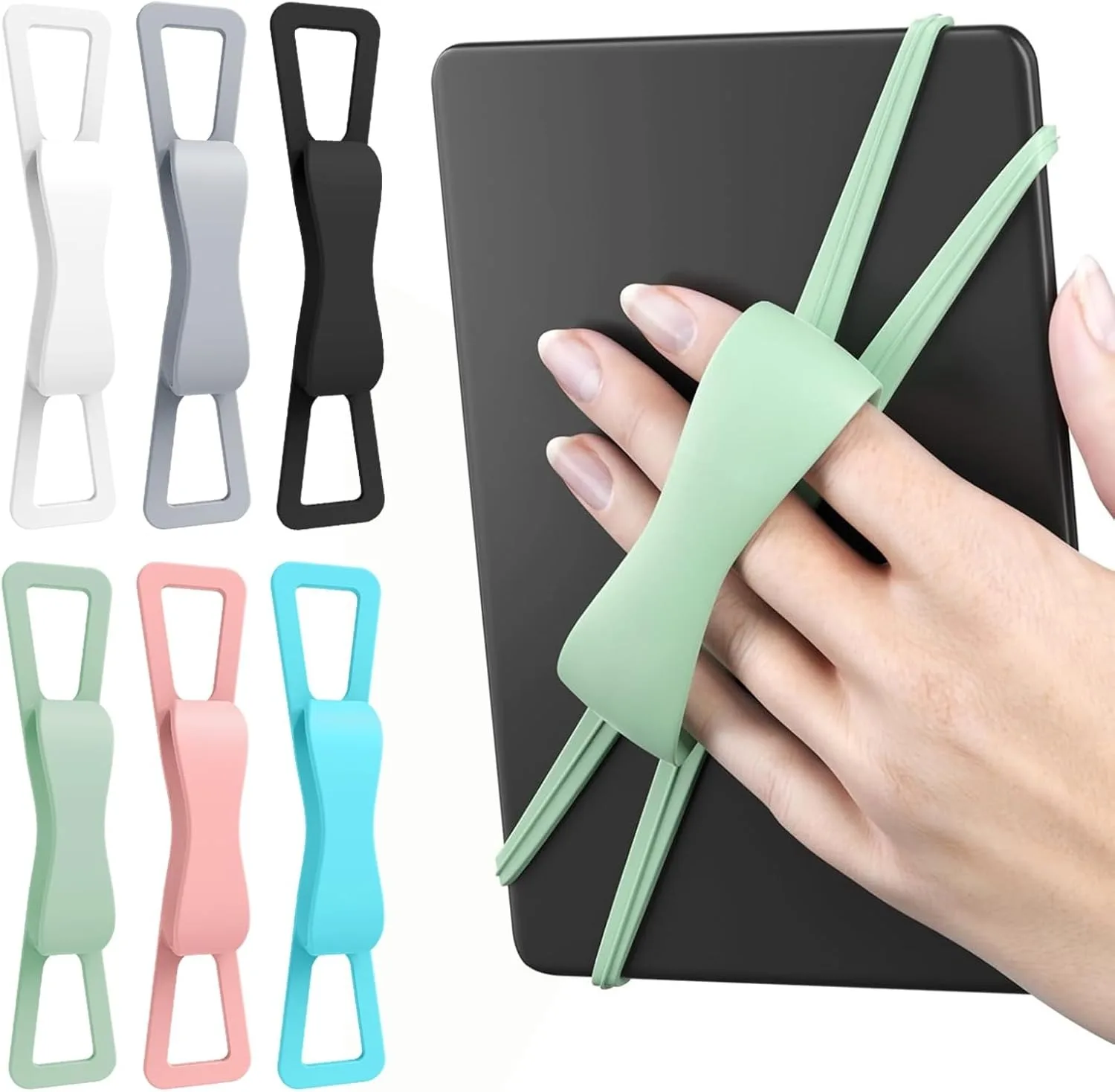 Silicone Hand Strap for Kindle Tablet Universal High Elasticity Secure Lightweight E-Book Reading Finger Belt Handle Grip Holder