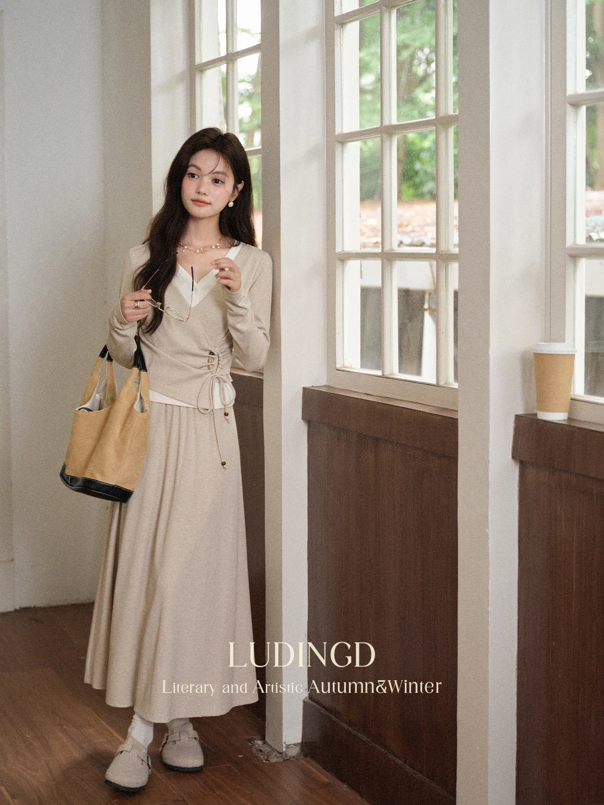 ALXNAN grande taille jupe à l'avoine décontracté longue taille élastique a-ligne jupes 2025 automne élégant coupe ample bureau dame vêtements D12729