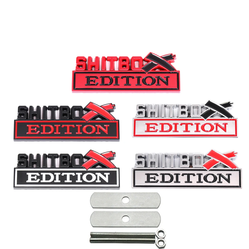 

SHITBOX EDITION Front Grille Bumper Emblem Car Fender Rear Trunk Lid Badge for Tacoma Tundra F150 Ram Yukon Sierra Stinger