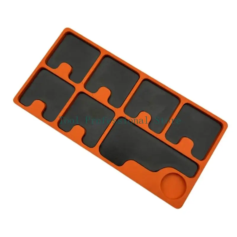 57QF Small Metal Hardware Organizers Tray with Magnetic Pad Surfaces Compartment Layout for Repair Benches Parts Control