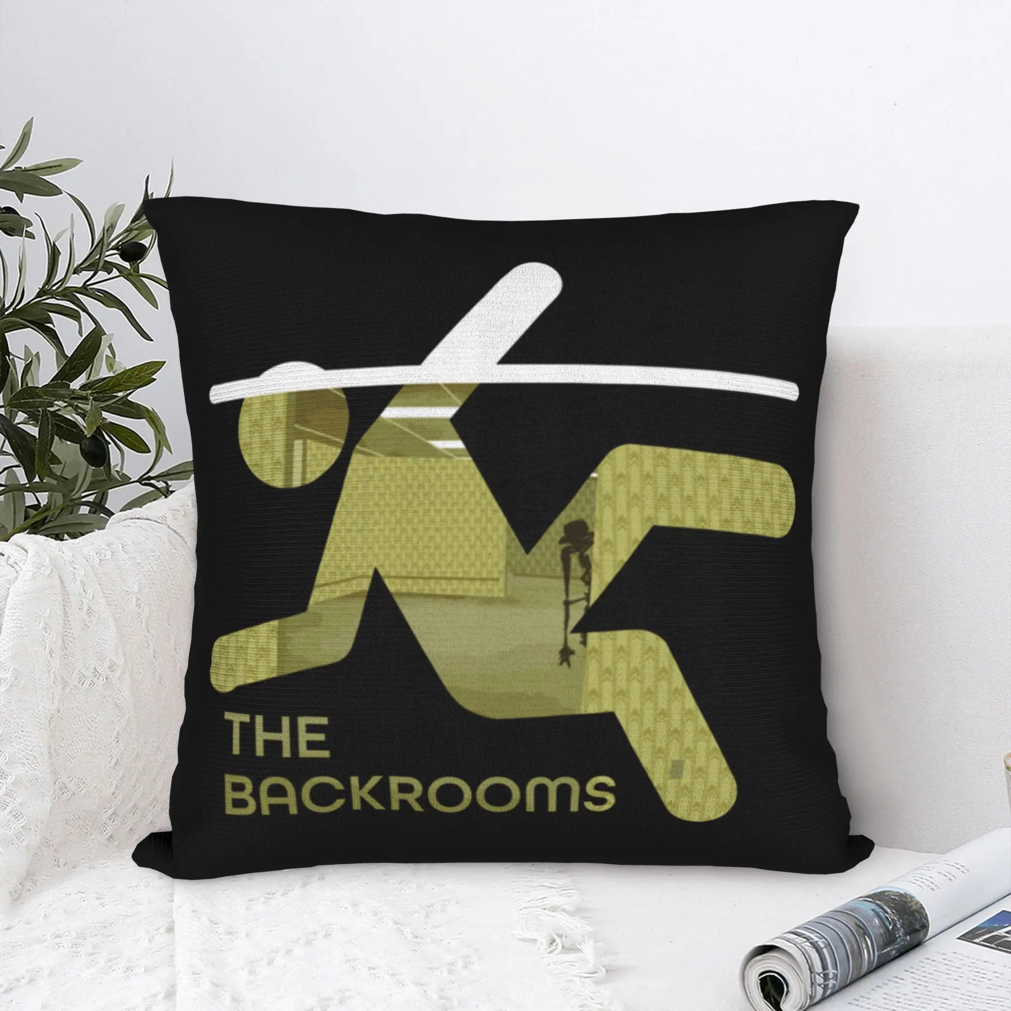 Falling Into Back-Rooms Pillowcase Printing Polyester Cushion Cover Decoration Creepypasta Horror Throw Pillow Case Cover Zipper