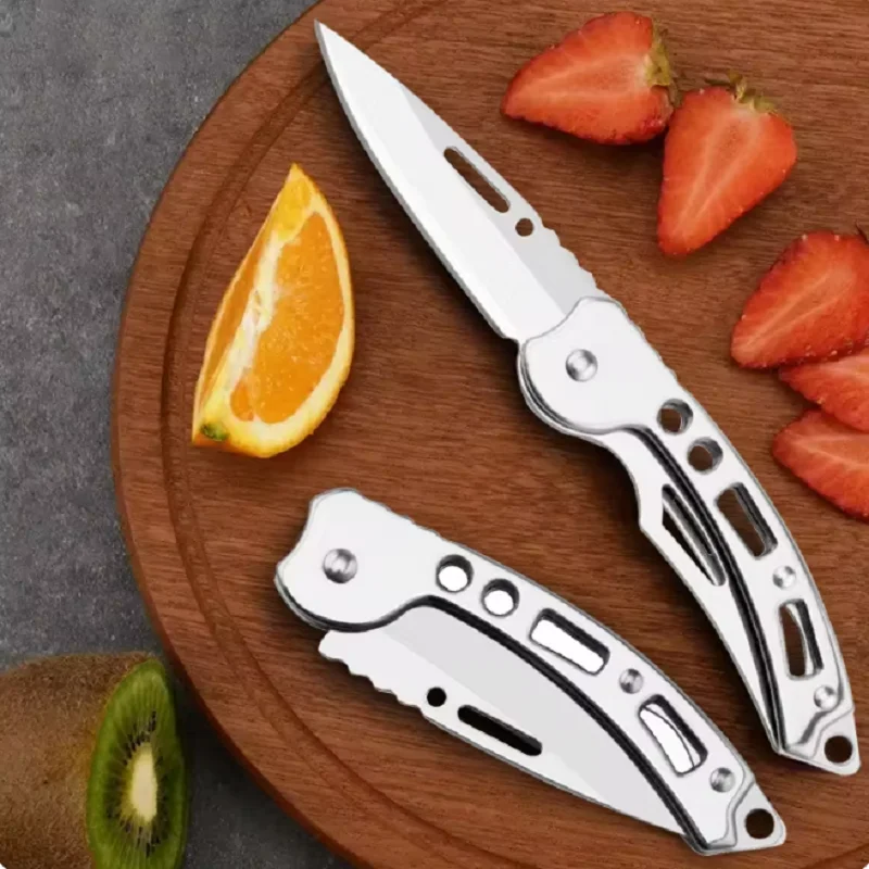 Stainless Steel EDC Folding Knife Outdoor Camping Survival Tactical Hunting Self-defense Knives Keychain Fruit Pocket Knife