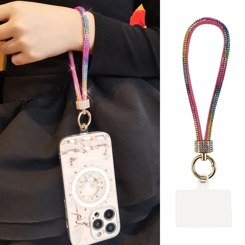 Glitter Keychain Rhinestone Phone Lanyard Bright Bling Bling Diamond Crystal Anti-lost Rope Wrist Straps Phone Accessories
