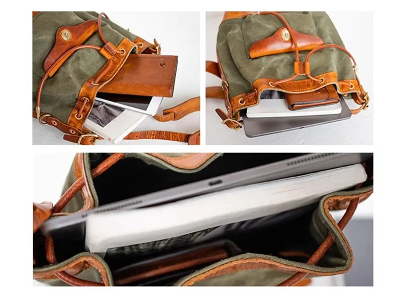 Organizers designers handmade high-quality canvas genuine leather men's crossbody bag casual luxury outdoor green shoulder bag