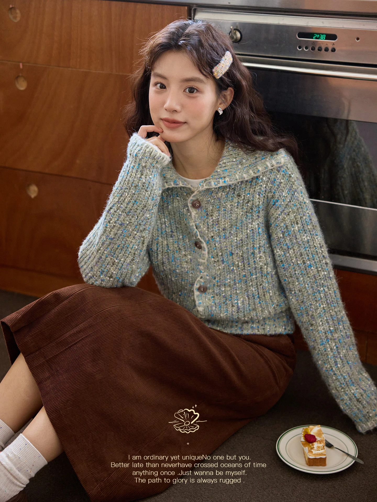 

Винтажный вязаный кардиган с отложным воротником, цветной в горошек, узор «зубья льва», на пуговицах, из мягкой шерстяной смеси, длинный...