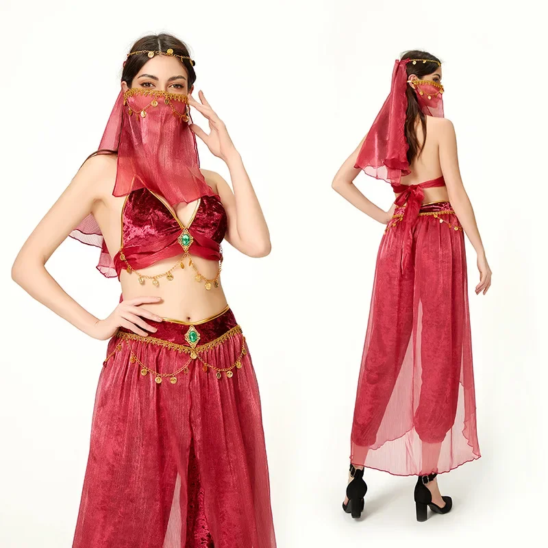 

Adult Women's Halloween Pure Belly Dance Latin Dance Exotic Catwoman Aladdin Jasmine Princess Skirt Cosplay Stage Performance