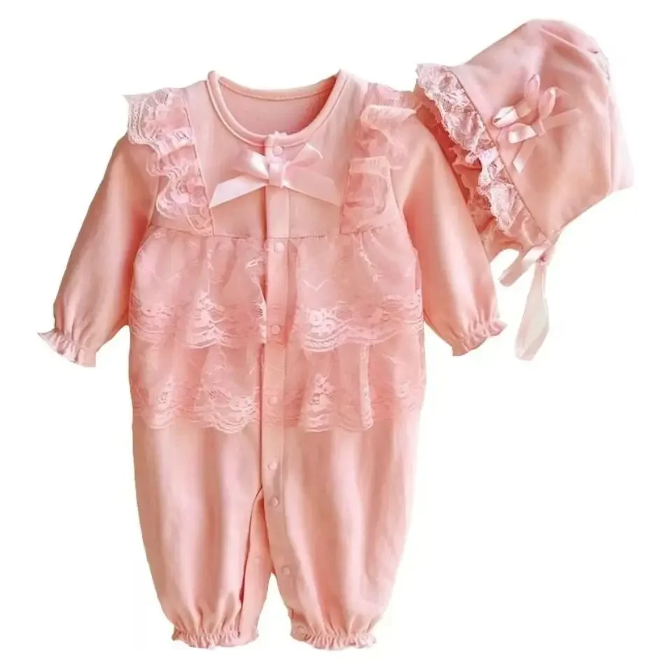 Traje rosa para niñas Lindo mono de chica con juego múltiple combinado Abrigo de estilo princesa rosa para niñas de 3 - 6 - 9 meses