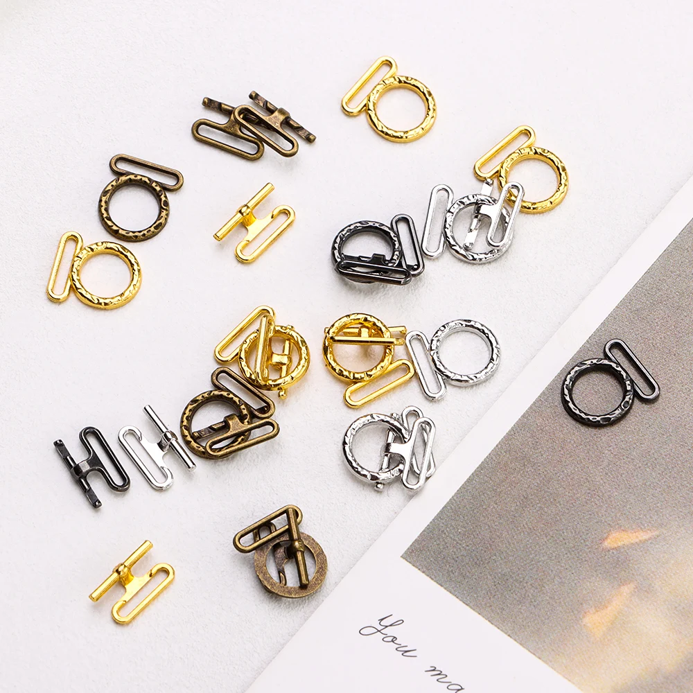 10Sets Metal Belt Buckles Mini Buttons Dolls Waistband Buckle Clip Tiny Buttons For Doll Clothes Bags Sewing Tri-glide Buckle